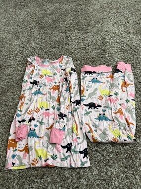 Little Sleepies Girls' Pink Dinosaur Print Pajama Set